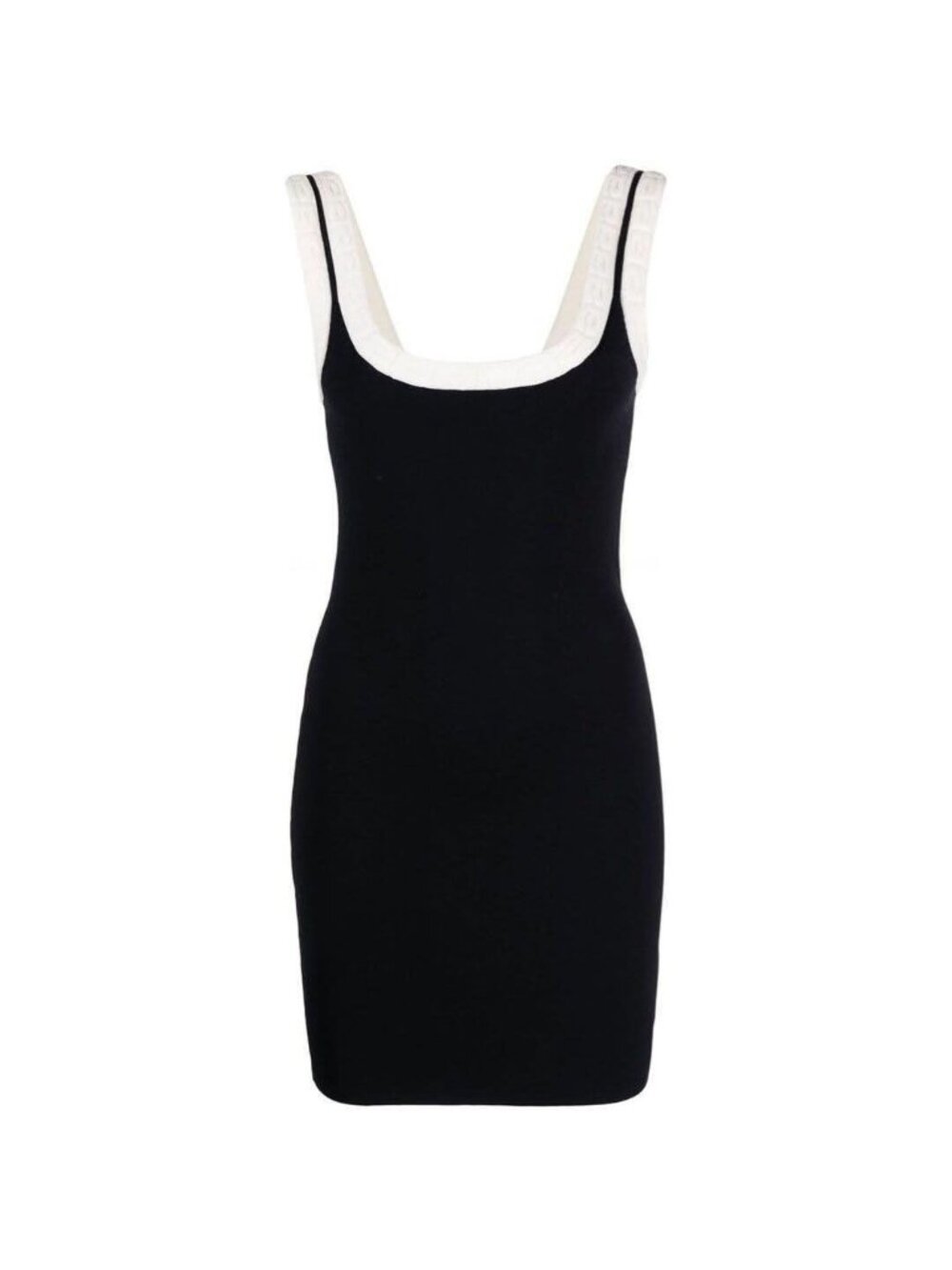 Alexander Wang Logo Jacquard Trim Tank Mini Dress Colorblock Black White XS